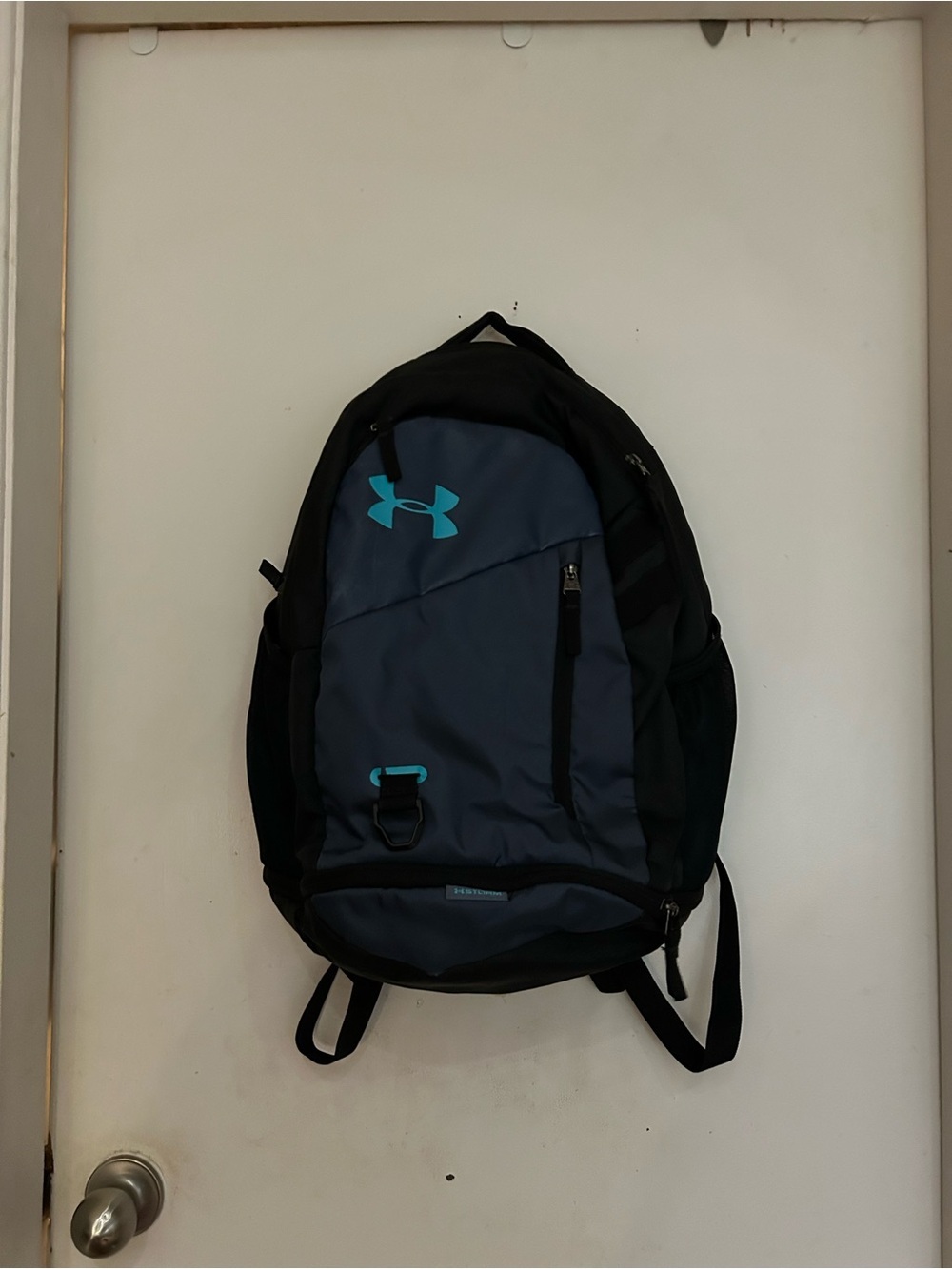 Under Armour Black and Navy Backpack with Teal Logo